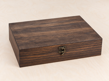 Load image into Gallery viewer, Wood storage box for wood game board, Walnut Stain finish, closed
